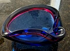 MCM MURANO FLAVIO POLI SOMMERSO ASHTRAY / DISH BLUE/PINK