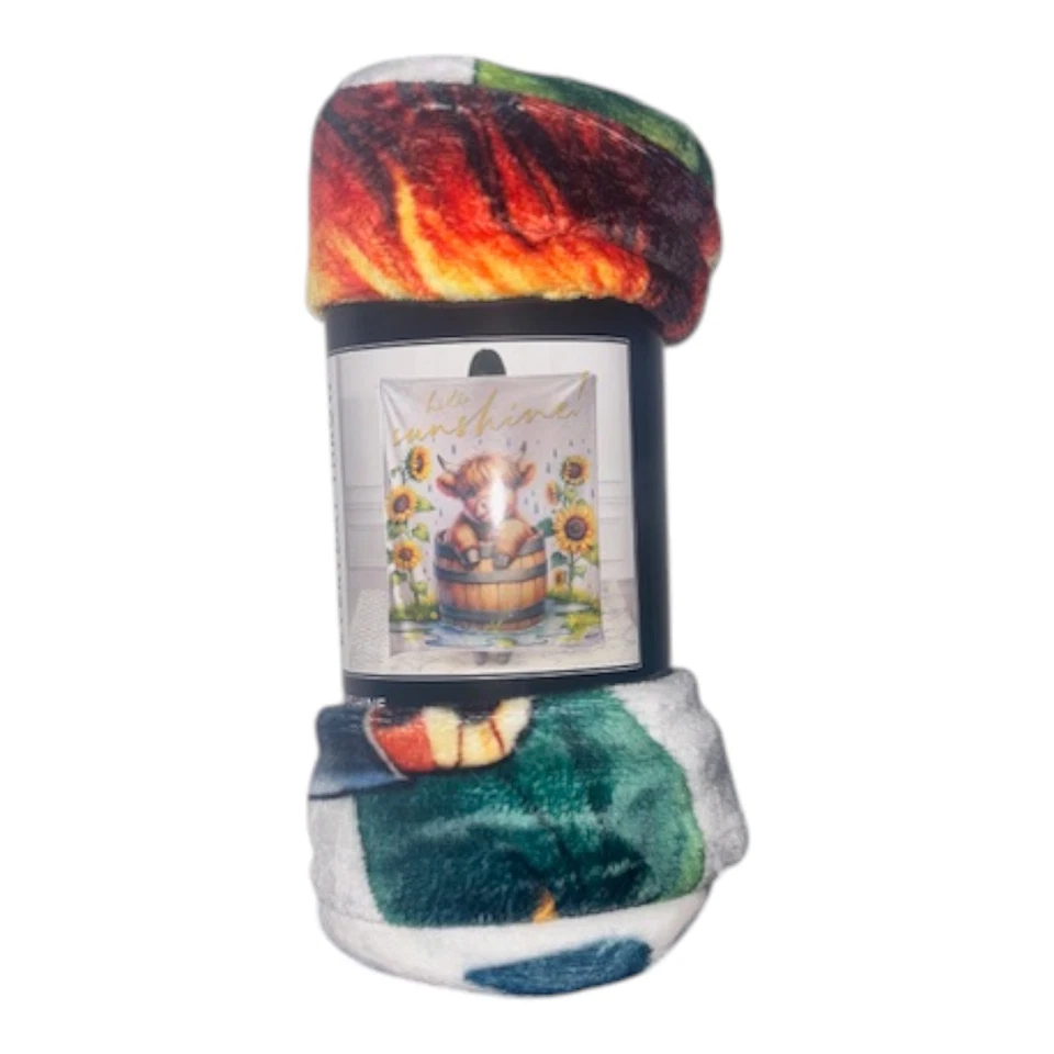 Manta de lana de becerro Regal Comfort Hello Sunshine Highland regalo de vaca 50x60 Foto 2 de 4