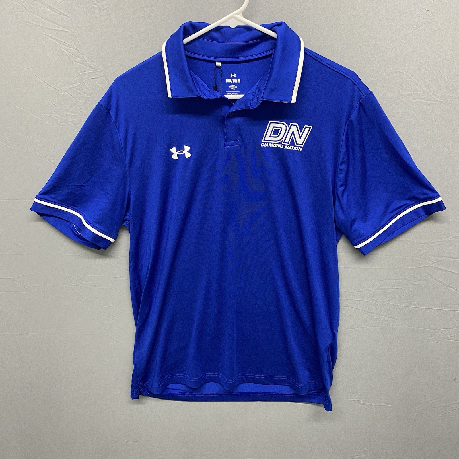 Men’s Under Armour Loose Fit Diamond Nation Blue Golf Polo Size M Brand New