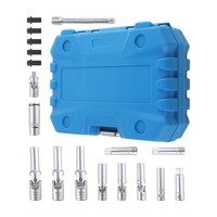 18 Piece Glow Plug Socket Set Remove Install Vehicle Garage Workshop