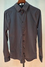 Express Performance Mens Extra Slim Fit Dress Shirt Dark Gray Sz Small 14-14.5
