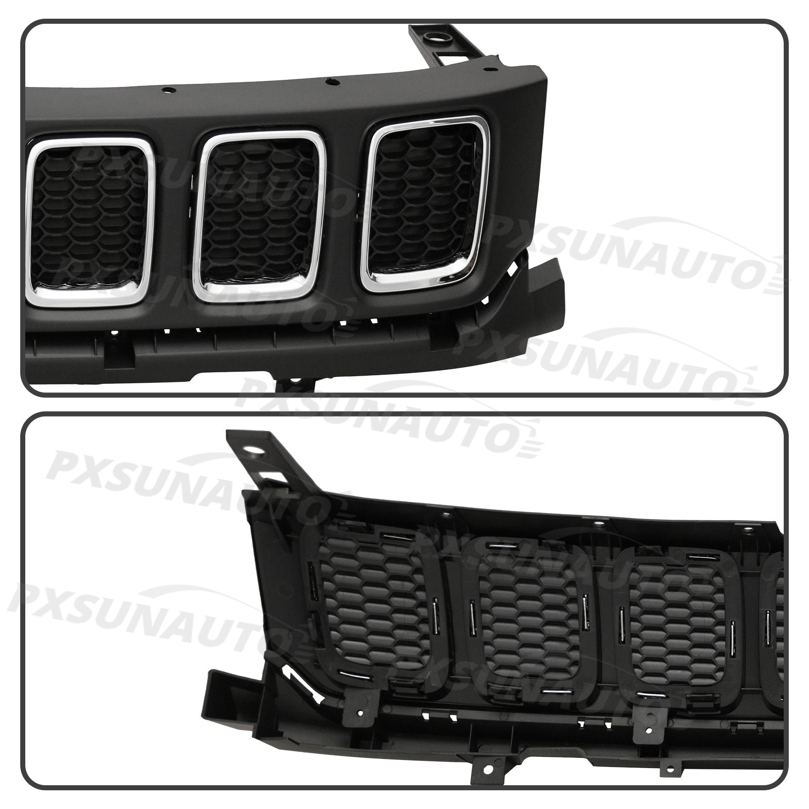 Front Bumper Complete Grill Upper For Jeep Compass 2017 2018 2019 2020 2021