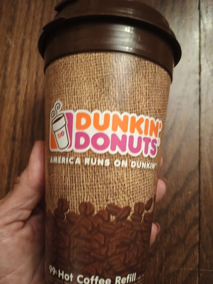 Vaso de recarga Dunkin Donuts 2010 marrón 99 centavos taza de café tazas Capitol EE. UU. Foto 2 de 4