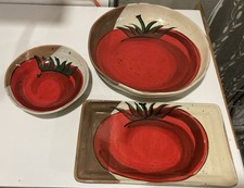 Crate And Barrel Red Roma Tomato Large/Small Pasta Bowls/Serving Tray