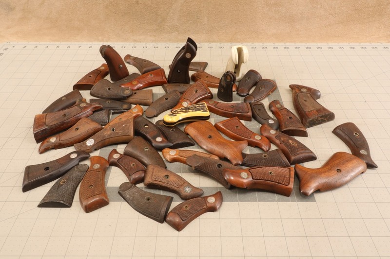 Large Lot of Smith and Wesson Factory Take Off Wooden J, K & L Frame Grips