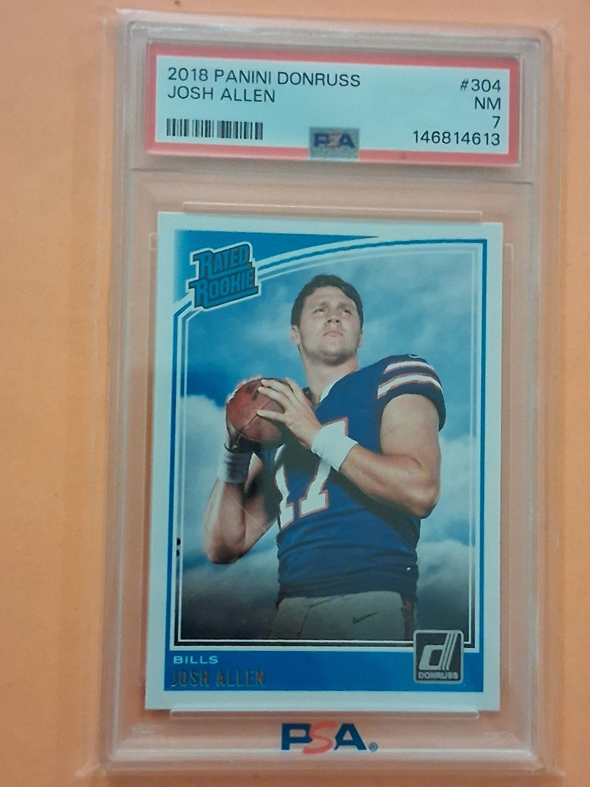 JOSH ALLEN RATED ROOKIE 2018 PANINI DONRUSS PSA 7 CARD #304 view 1