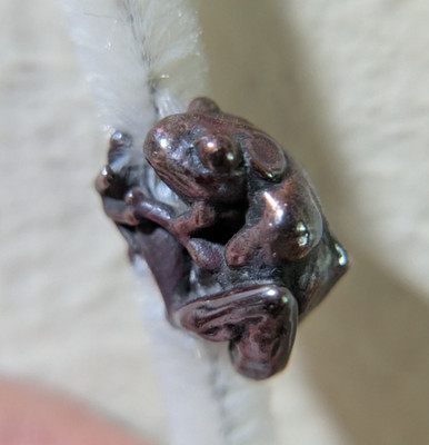 Small Robert Bob Burkett Shibuichi Slide Frog Bead - 15 mm long