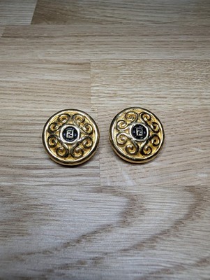 FENDI Earrings FF Logo Gold Women Accessory
