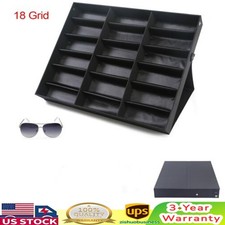18 Slot Eyeglass Sunglasses Glasses Storage Display Grid Stand Case Box Holder