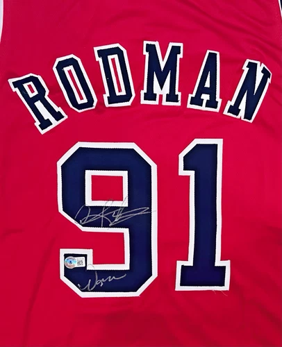 Dennis Rodman Signed INSCRIBED Custom Jersey NBA Chicago Bulls BAS Autograph 🏀