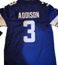 youth size minnesota vikings #3 jordan addison size s-xl purple stitched nwt