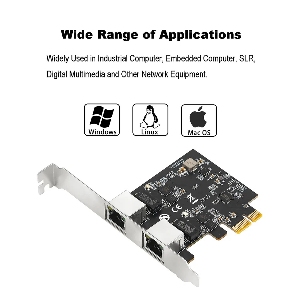 2.5GBase-T Gigabit Network Adapter with 2 Port 2500Mbps PCIe 2.5gb Ethernet Card - Image 3 of 4