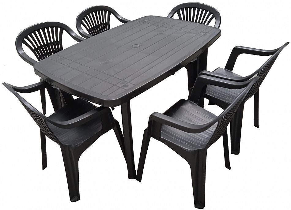 Gartenmöbel Gartentisch Gartenstuhl 7tlg Kunststoff 6 Pers. Stapelbar Garten Set