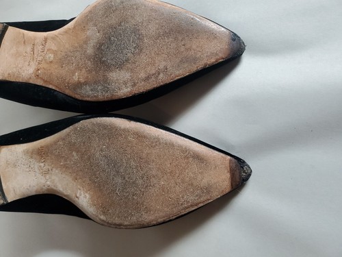 Jimmy Choo Romy Black Velvet Pointed Toe Flats 41 Women 9.5 Italy Classic - Picture 7 of 9