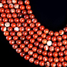 Natural Red Jasper Gemstone Round Smooth Beads String For Jewelry 15.5"