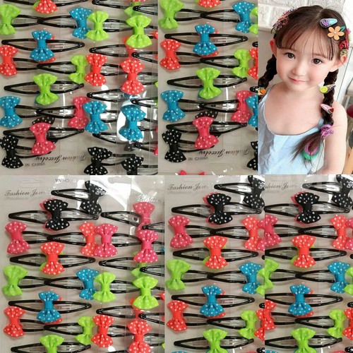 60 pcs Hair Bows Band Boutique Polka Dots Snap Clip Pin Ribbon Girl Baby Kid lot - Picture 1 of 3