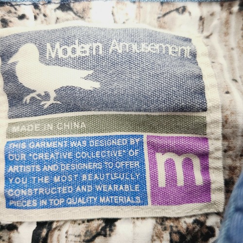 Modern Amusement Casual Button-Down Shirt Teens Medium Aztec Blue Surfer Cotton - Picture 3 of 7
