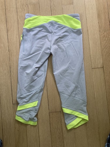 Ivivva By Lululemon Crop Legging Grey And Neon Yellow Size 7 - Picture 2 of 5
