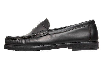 Leather Dress Shoes Mens Black Penny Loafer Slip On Moccasins Made in Spain