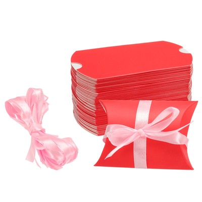 50 Stück Kissenschachteln 3,5 x 2,8 x 1 Zoll Geschenkboxen, rot