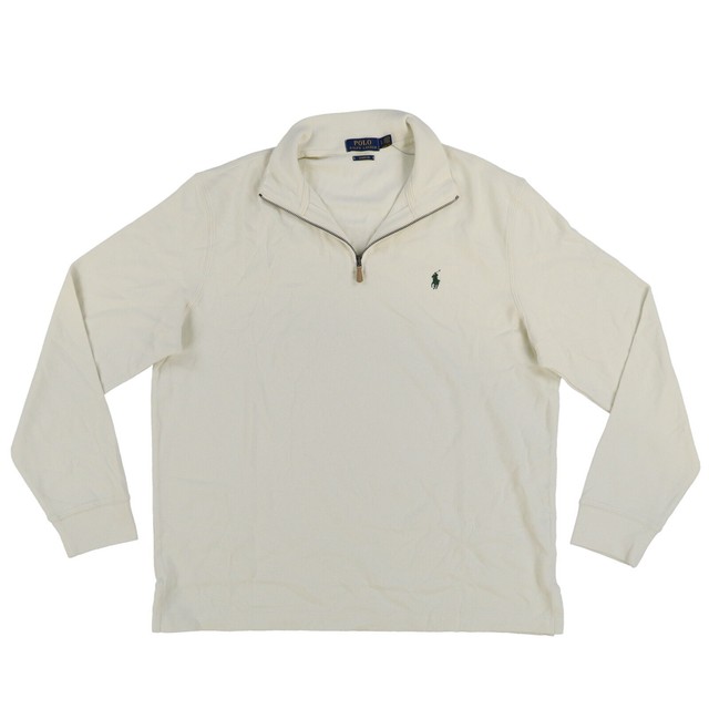 Polo Ralph Lauren Estate Rib Sweater Mens Large 1/4 Zip up Pullover Cream for sale online eBay