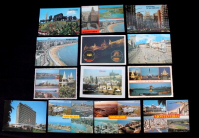 13 Vintage Montevideo Uruguay Post Cards Punta Del Este Budapestrol Praha