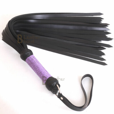 Real Genuine Cow Hide Leather Flogger / Whip 50 Falls Black Heavy Duty