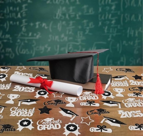 200PCS Black Sliver Graduation Confetti Class of 2025 Graduation Table Decoratio - Picture 14 of 17