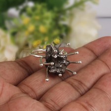 Authentic Tektite Mineral Meteorite Sterling Silver Ring Statement Jewelry