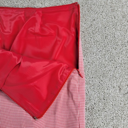 Talbots Womens Pants 12 Red White Gingham Italian Stretch Cropped Lined Side Zip - Picture 3 of 12