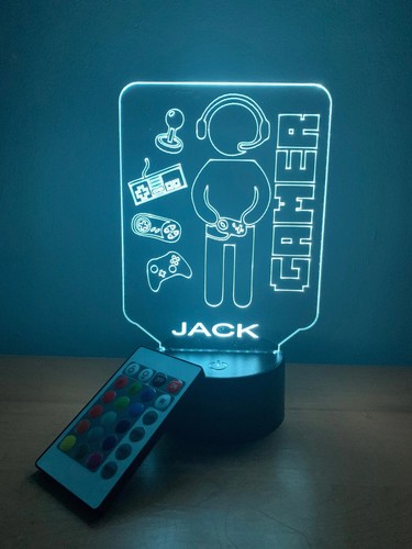 Gamer Night Light, Custom Engraved LED Light, Personalized FREE, 16 Color Option - Picture 9 of 10
