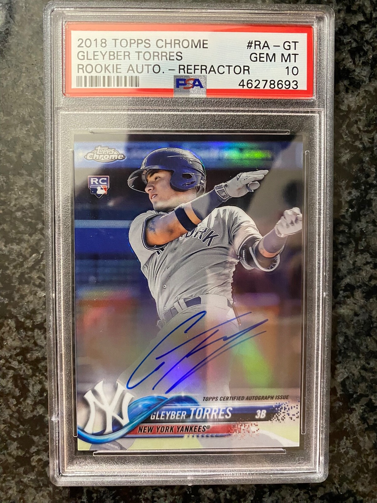 2018 Topps Chrome Gleyber Torres Rookie Autograph Refractor /499 PSA 10 Gem Mint