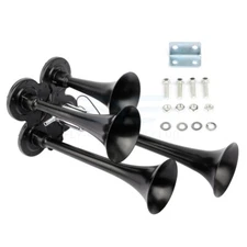 Quad Trumpet Train Air Horn Kit 135 DB Loud For Truck Pickup 12V System