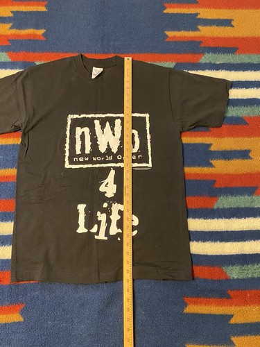 Vintage 1998 WCW NWO 4 Life Shirt Size L Black Wrestling Sting - Picture 8 of 9