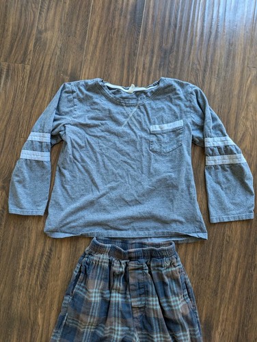 Size 10 11 100% Cotton Boy Pajama Long Sleeve Set Gray - Picture 2 of 4