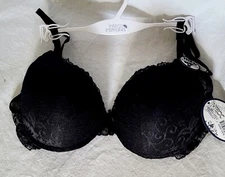 Inteco Intimates Black Lace Push-up Bra Size 36C T45-3314