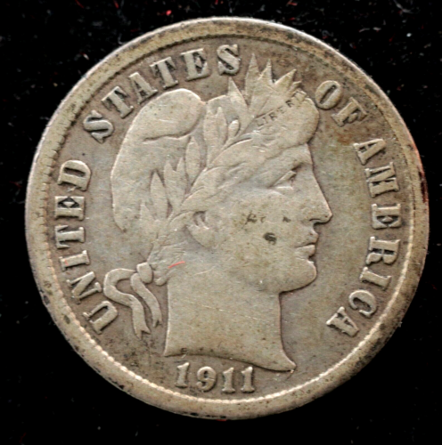KAPPYSCOINS G9222 1911 EF XF EXTRA FINE BARBER DIME TONED