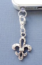 Fleur De Lis Cell Phone Charm Anti Dust Proof Plug Ear Cap Jack C168