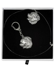 Bernese Mountain 2 - keyring, necklace, set with a dog in white box, Art Dog UK