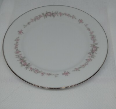 Noritake Fine China Bread and Butter Plate Rosepoint Pattern White with Pink