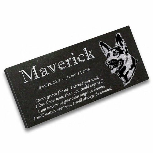 Personalisiertes Hundedenkmal Deutscher Schäferhund - Granitdenkmal - 6x12 - Maverick - Bild 4 von 9