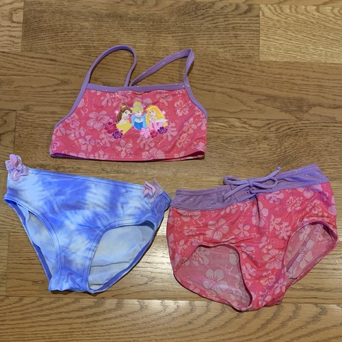 Disney Princess Belle Cinderella SB Swimsuit Bikini Set Girls Size 4-6 Vintage