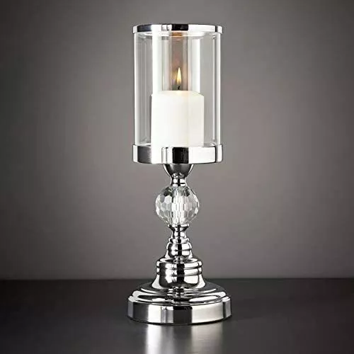 New Silver Chrome Metal Glass Ring Candle Holder Hurricane Lamp Wedding Table
