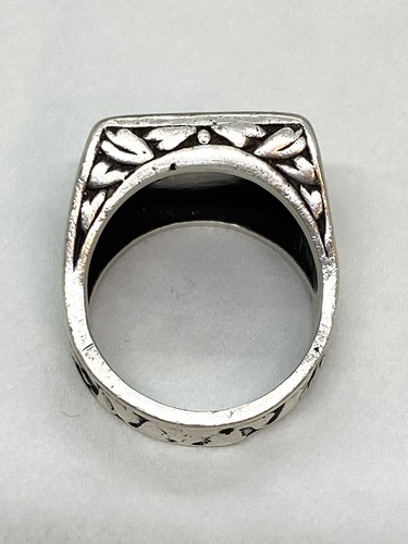 Vintage Judaica signiert Silber 10 Gebote handgefertigt Löwe Mann Band Ring 8,50 - Bild 8 von 14