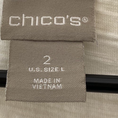 Chico's Top Size 2 (US L) Short Sleeve Patchwork Lace Embroidery Round Neck - Picture 4 of 11
