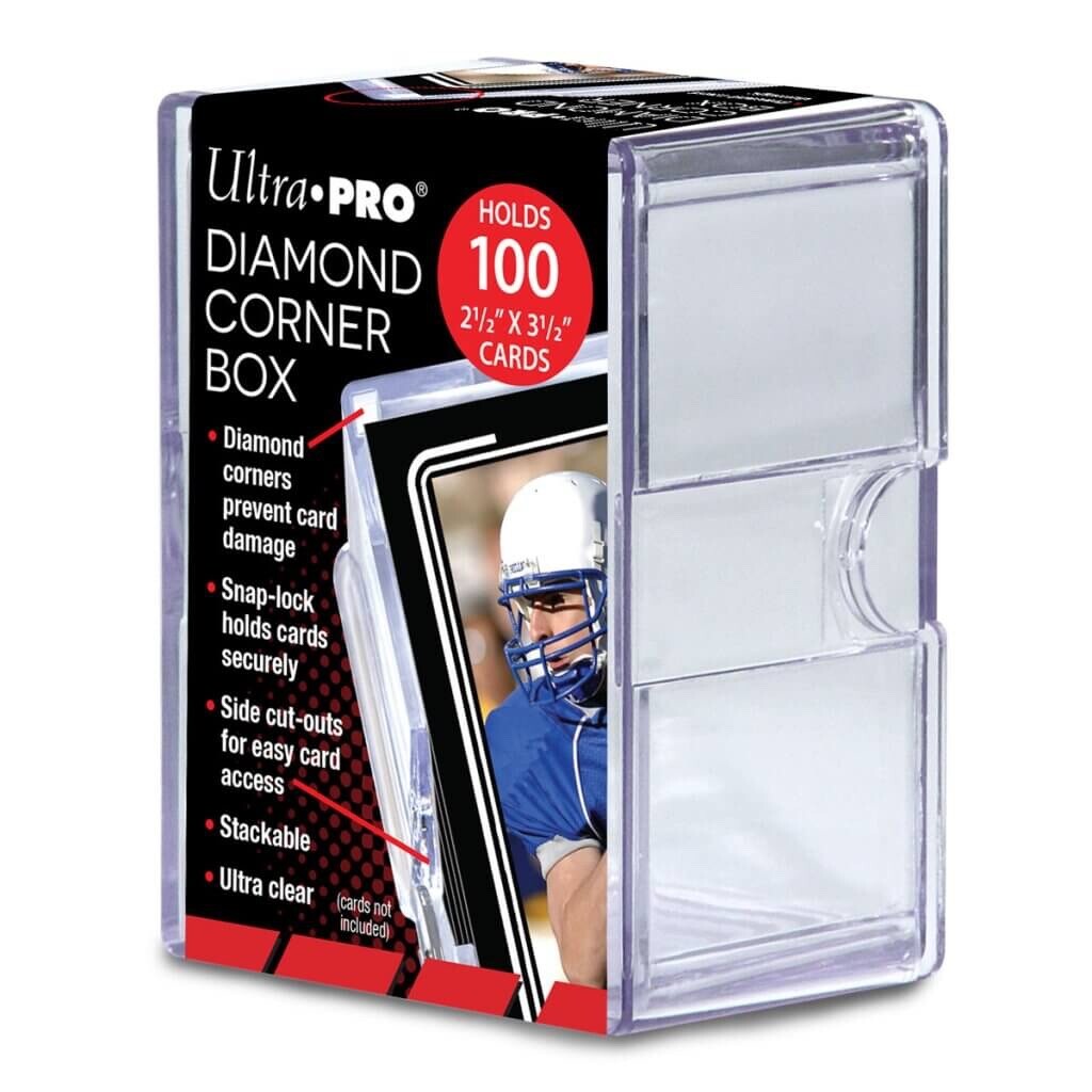 ULTRA PRO Storage Box Clear Card Diamond Corners Holds 100ct