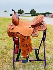 Kid, Youth  Adults Western Barrel Floral Tooled Leather Horse Hard Saddle