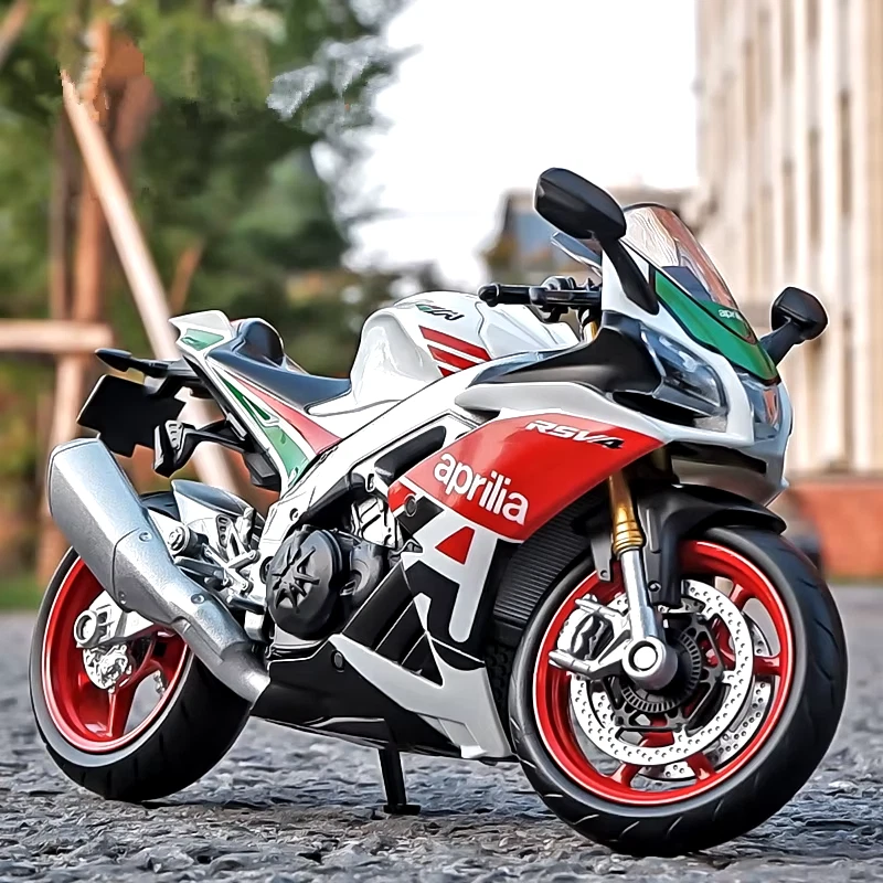 1:12 Aprilia RSV4 Alloy Racing Motorcycle Model Diecast Street Cross-Country Mot - Image 3 of 4