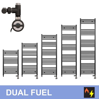 400 mm breit Dual Fuel schwarz Thermostat Terma MOA Handtuchhalter Heizkörper Bad