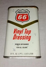 VINTAGE PHILLIPS 66 VINYL TOP DRESSING 16 OZ CAN NEAR FULL